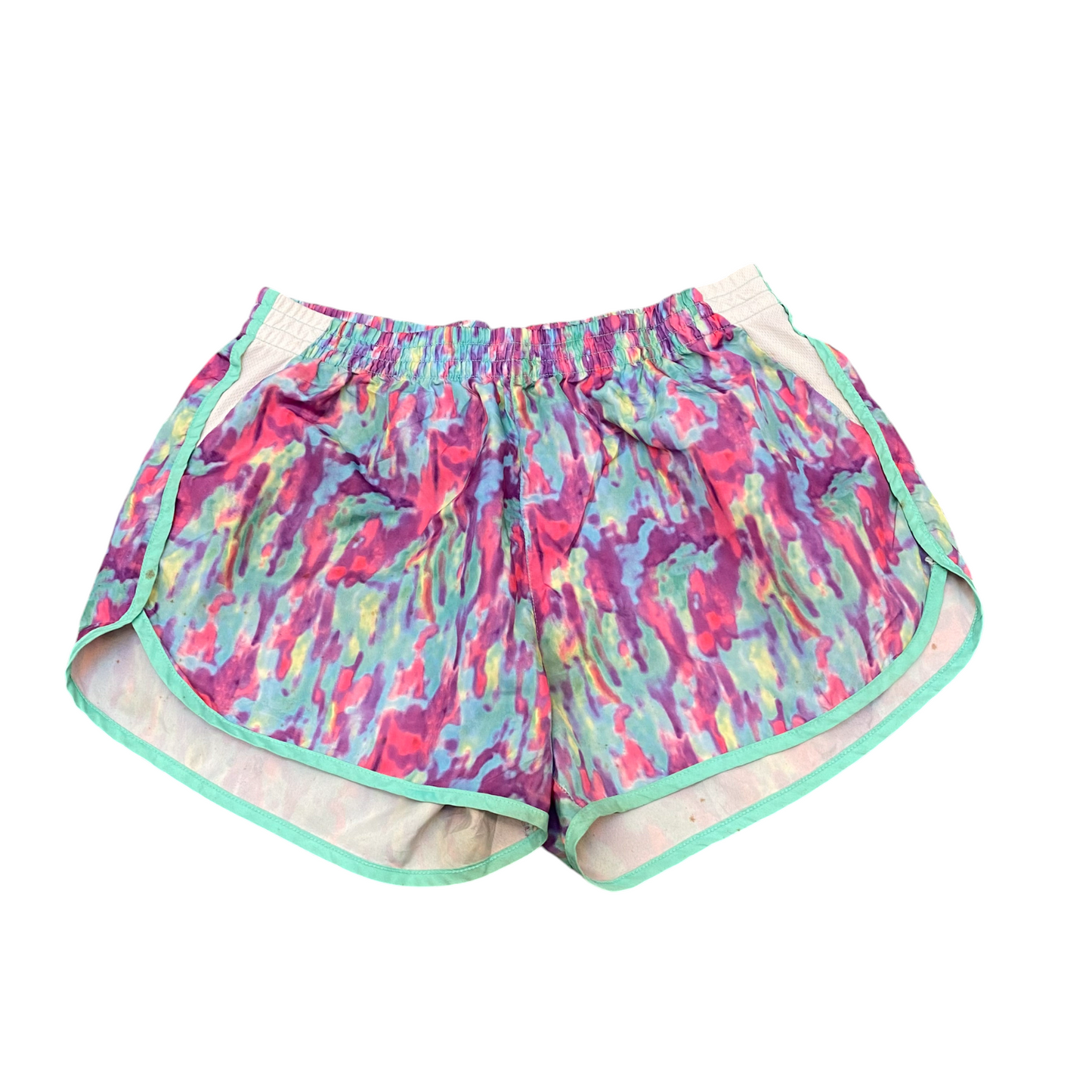 Running Sprinter Shorts Womens Large Multicoloured Tie Dye Athletic Dolphin Hem