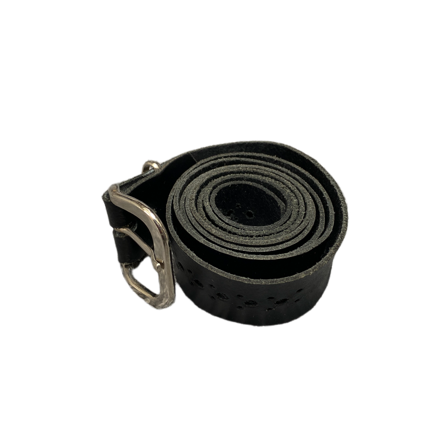 Waist Belt Mens Black Leather Adjustable Classic Silver Pin Buckle 45.5 Inches
