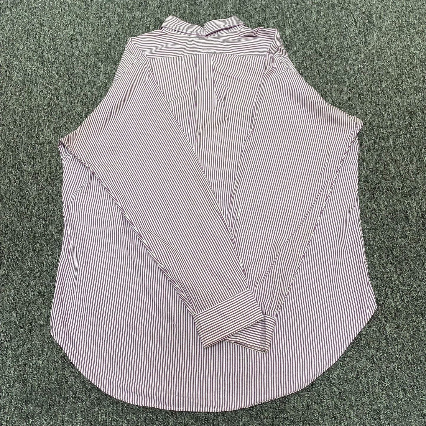 Ralph Lauren Formal Shirt Mens L Purple Stripe Classic Fit Button Down Pony Logo
