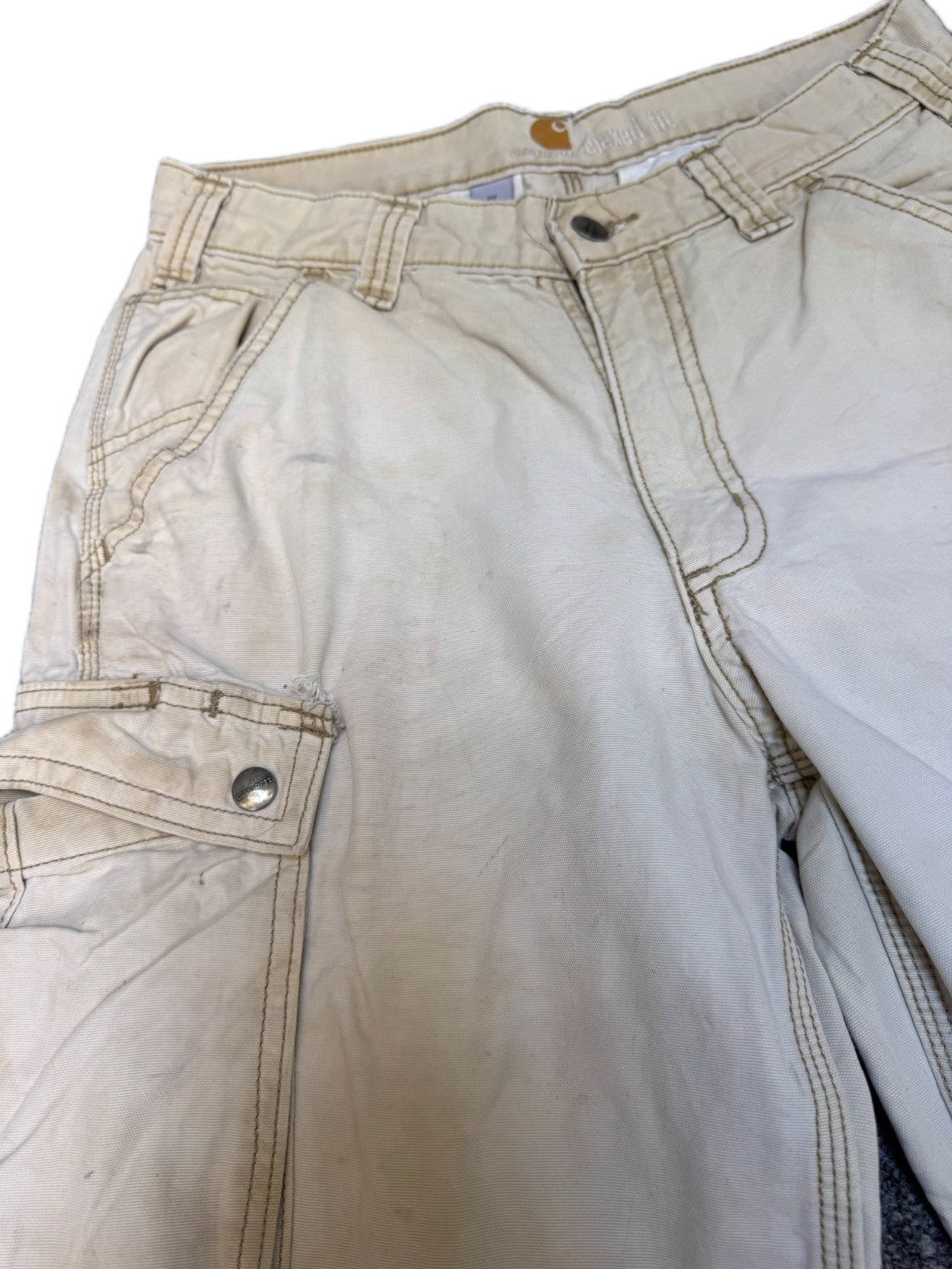Carhartt Cargo Shorts Fits as Mens S 29" Waist Beige Relaxed Fit Hiking Outdoor