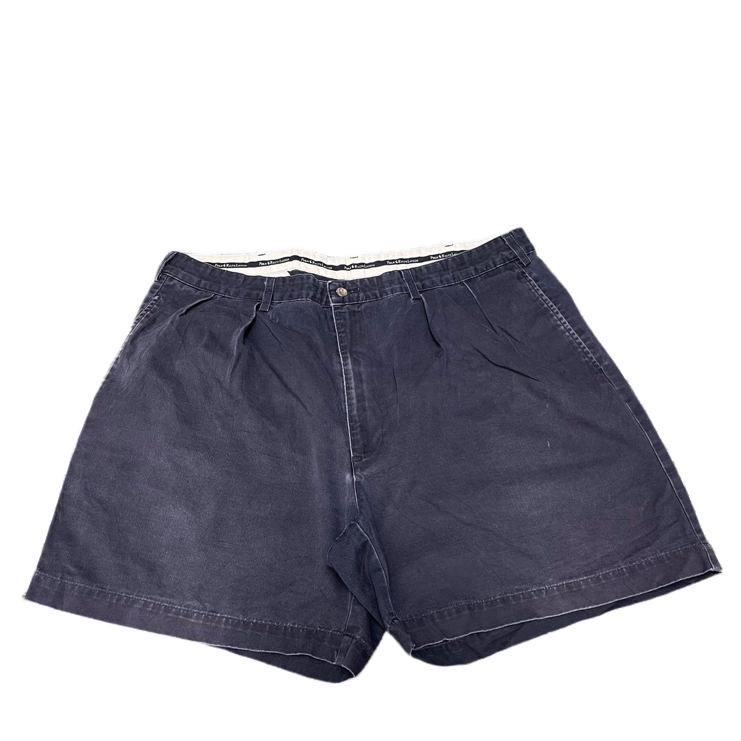 Polo Ralph Lauren Chino Shorts Fits as Mens XL 39" Waist Navy Pleated Outdoor