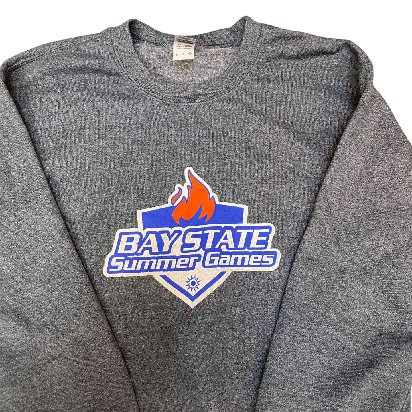 Gildan Sweatshirt Mens Small Grey Bay State Summer Games Graphic Crew Neck