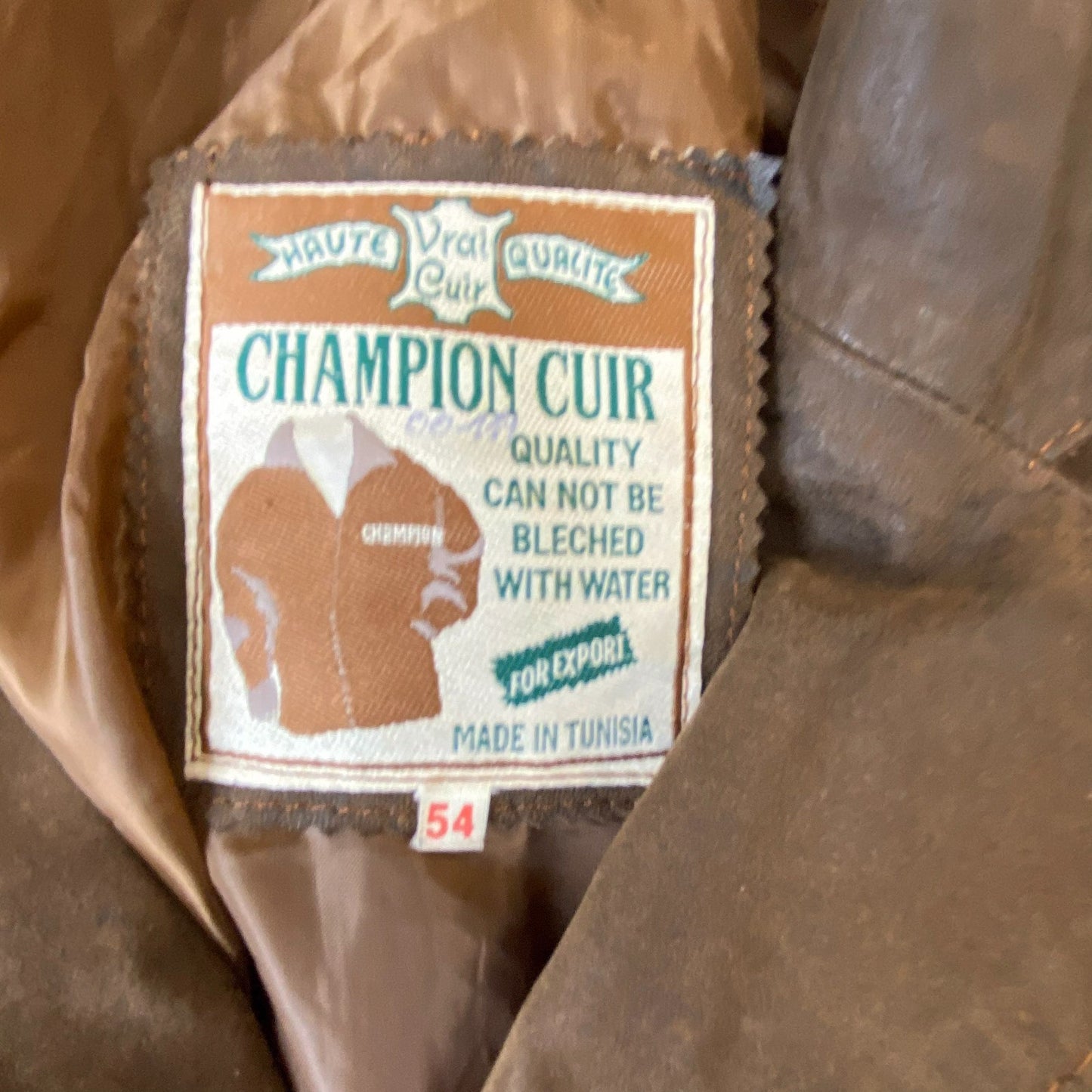 Champion Cuir Leather Jacket Mens S Brown Notch Lapel Single Breasted 3 Button