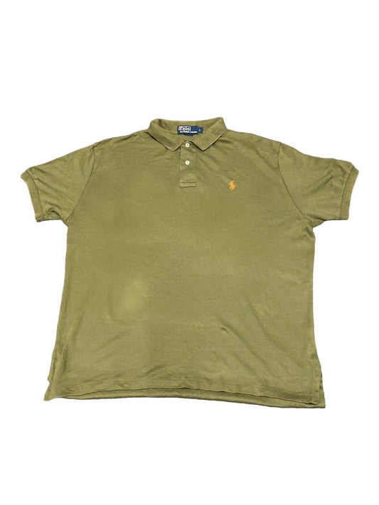 Ralph Lauren Polo Shirt Buttoned Solid Green Mens L Chest Logo