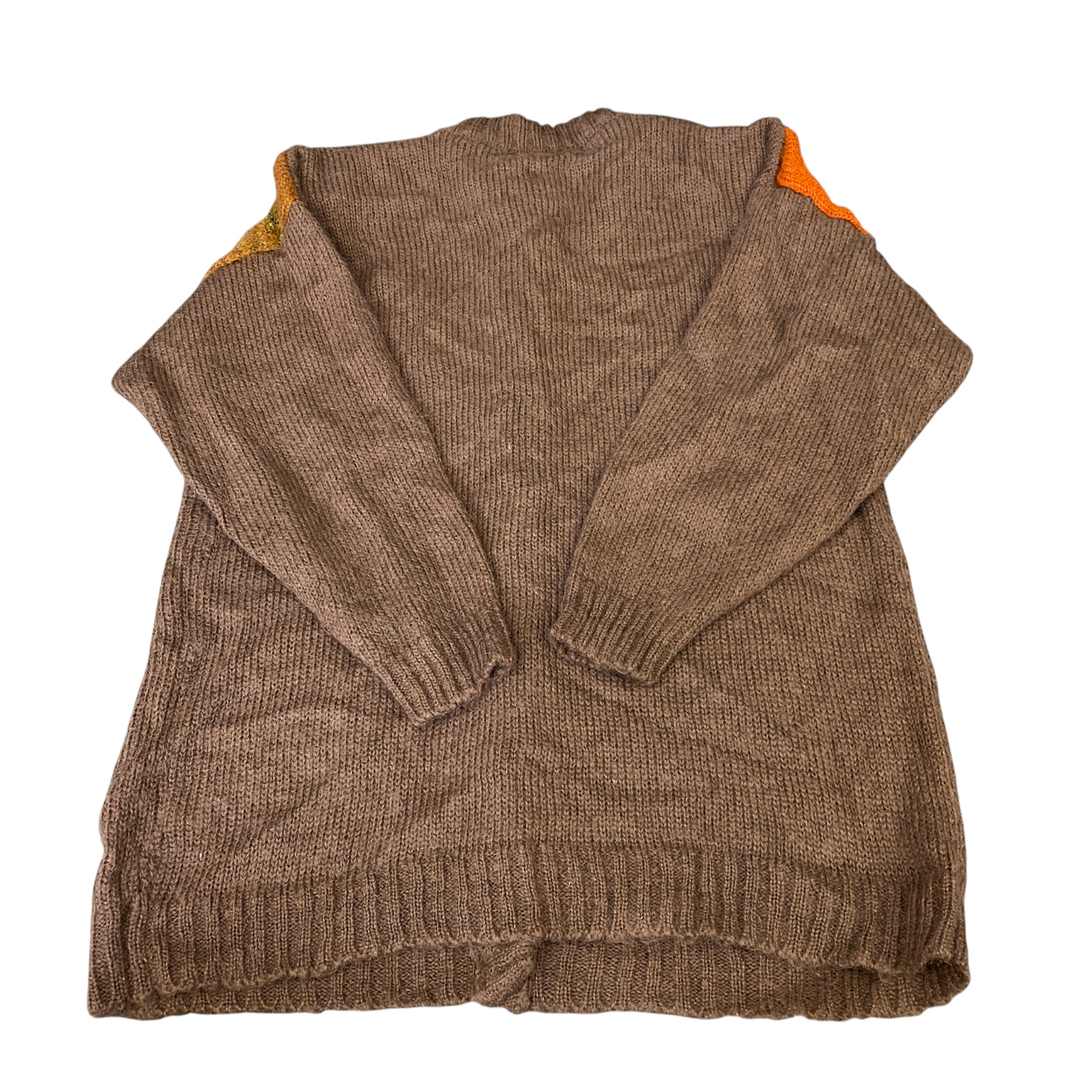 Womens Cardigan Jumper Large Brown Abstract Print Studio Borgelt Button Front