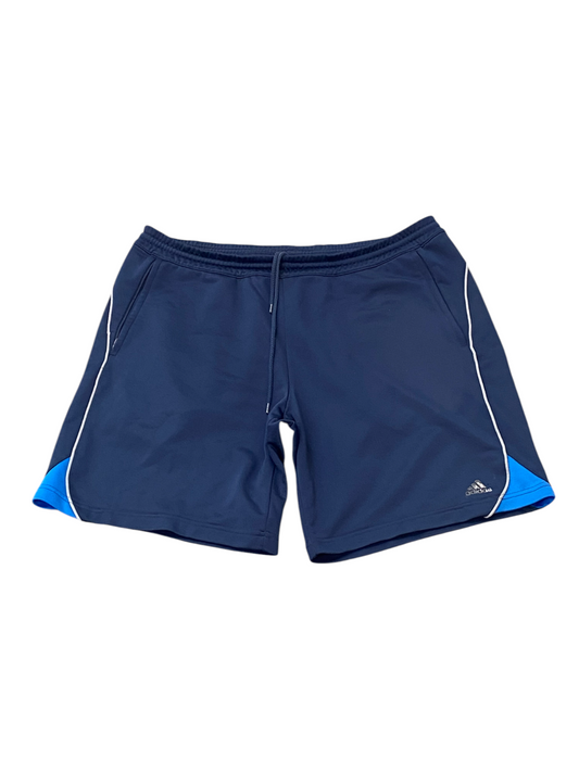 Adidas Shorts Mens 35W Blue 3 Stripe Panel Logo Climalite Elastic Waist Athletic