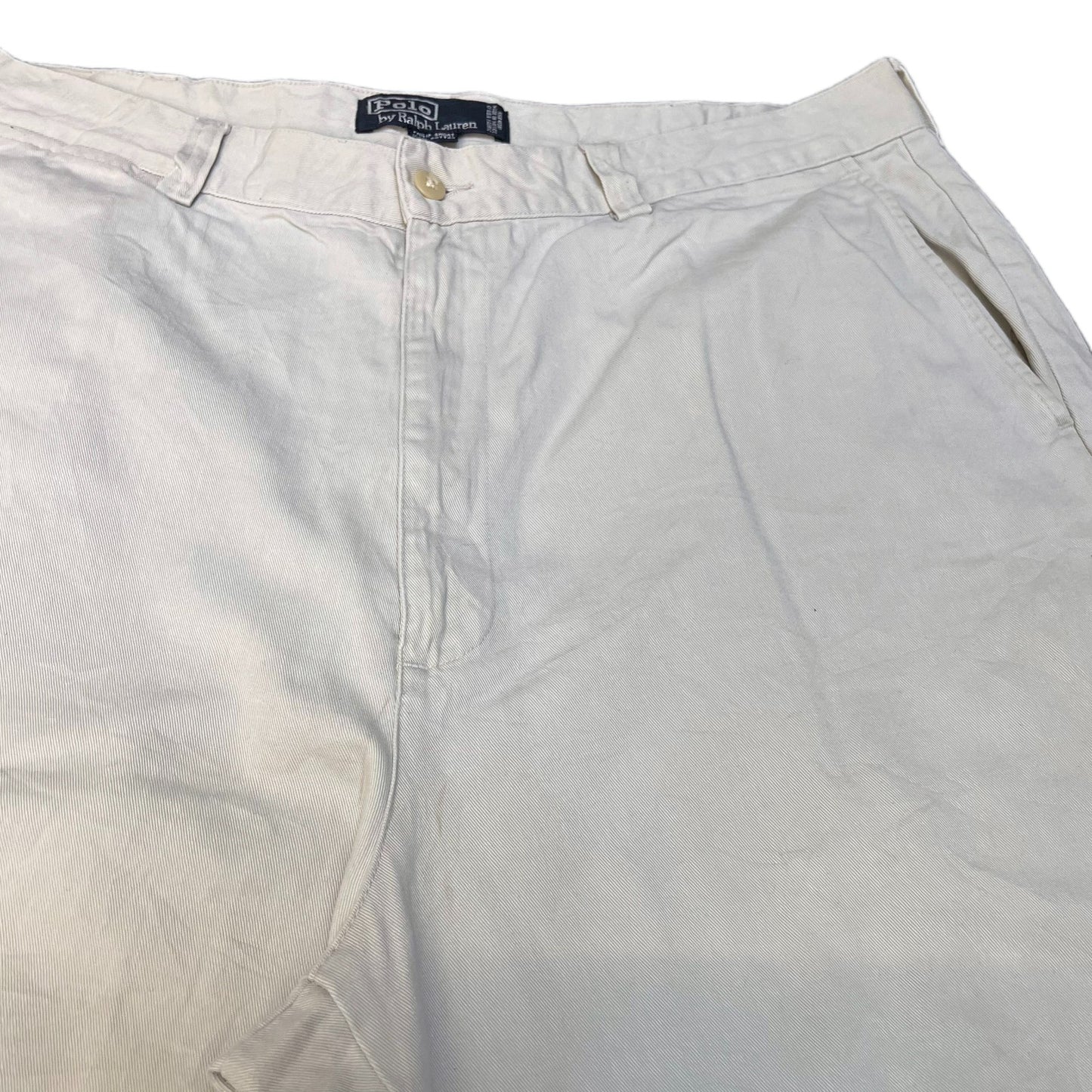 Vtg Polo Ralph Lauren Chino Shorts Fits as Mens XL 37" Waist Cream Flat Front