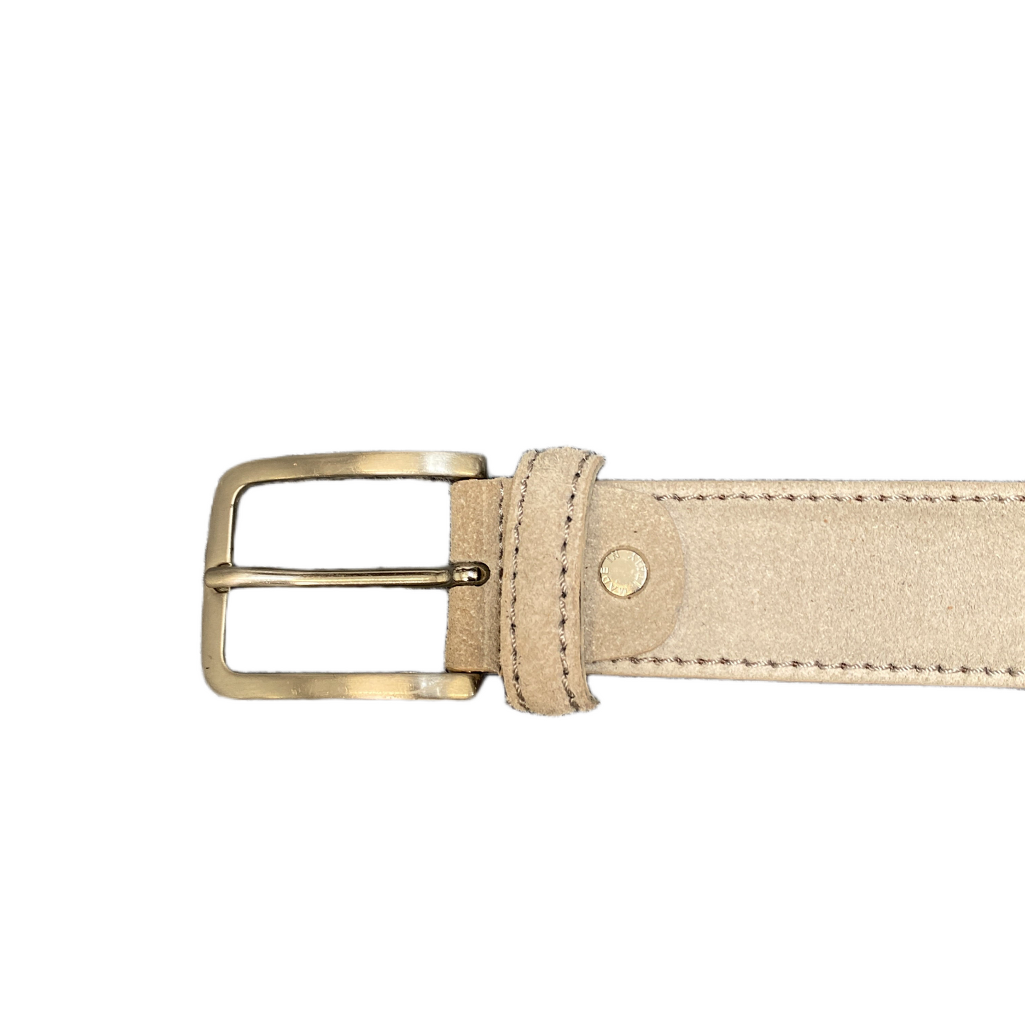 Vera Pelle Waist Belt Mens Beige Suede Leather Silver Pin Buckle 42 inches