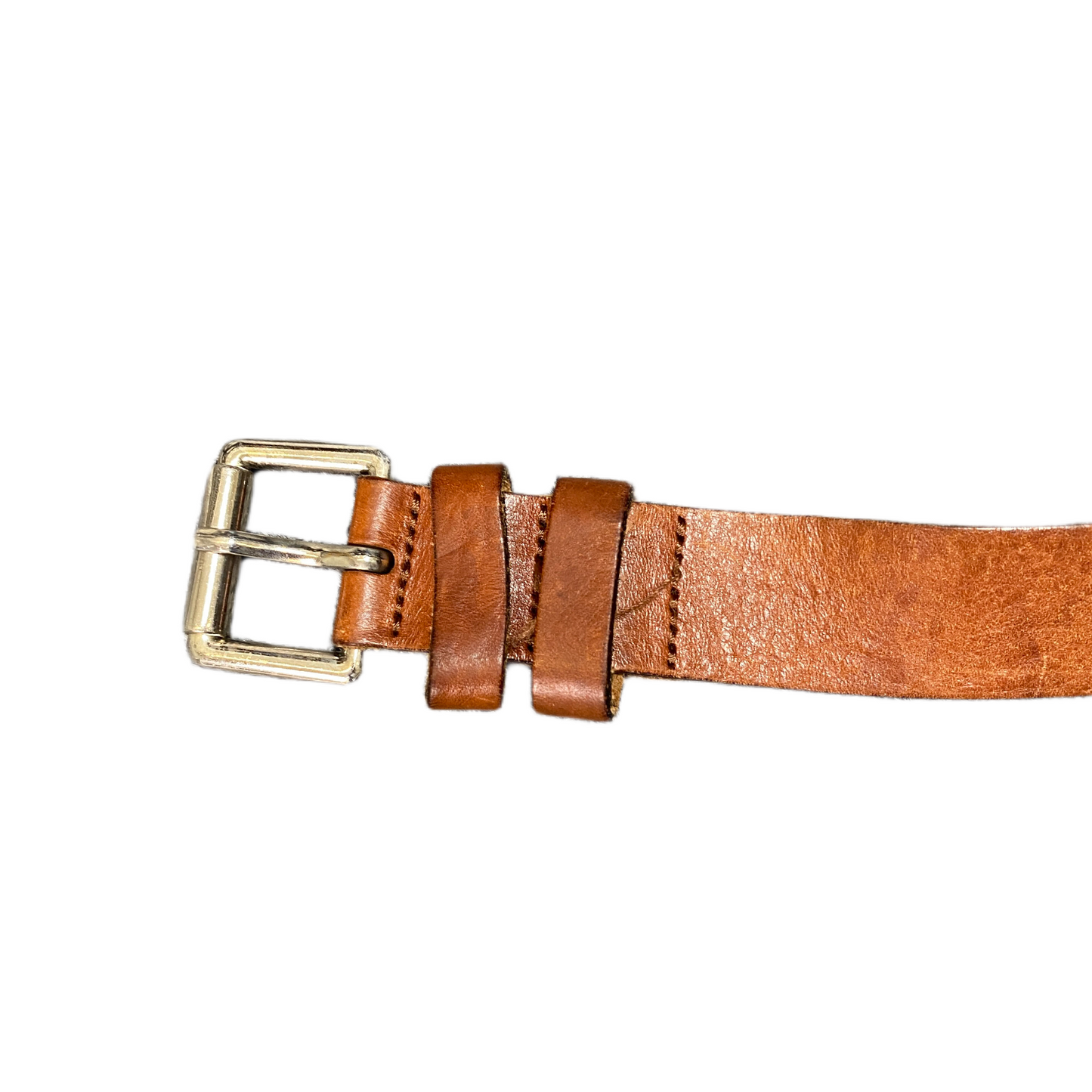 Waist Belt Mens Brown Leather Adjustable Silver Roller Pin Buckle 42.5 inches