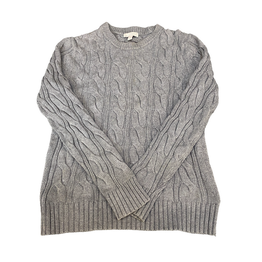 Gap Pullover Jumper Womens XS Grey Cable Knit Slim Fit Long Sleeve Crew Neck