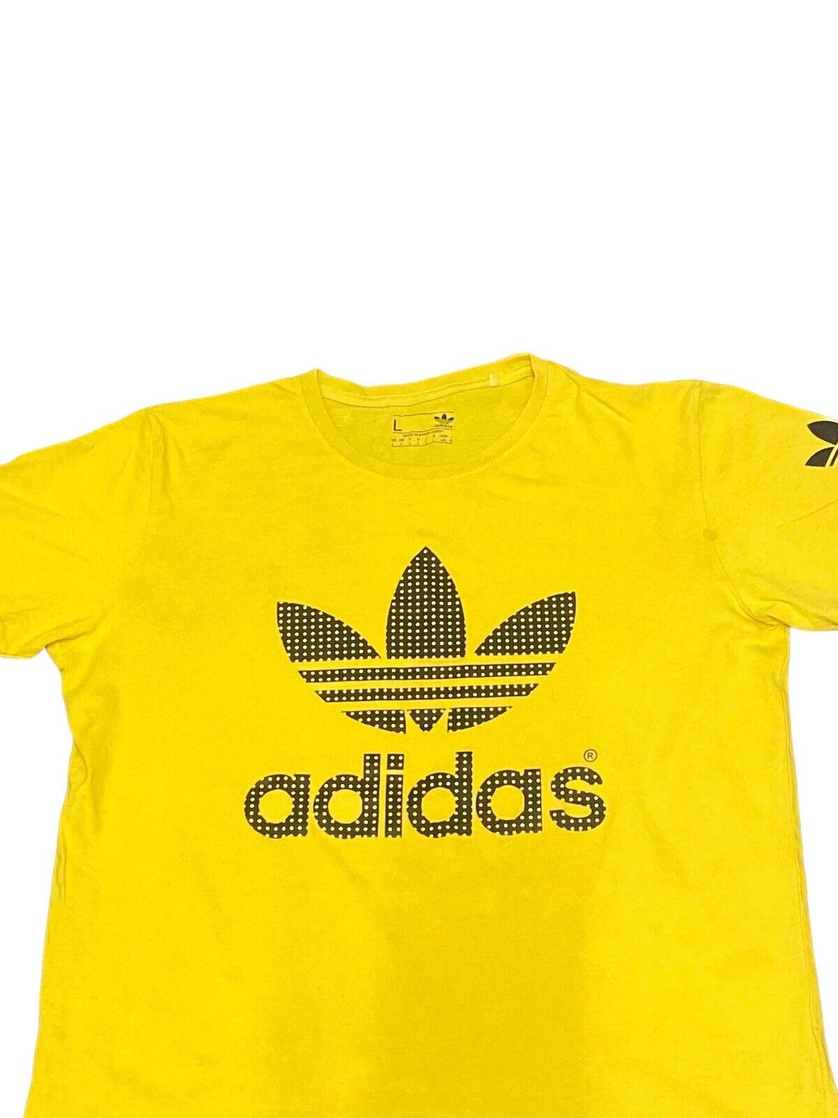 Adidas Originals T-Shirt Yellow Womens L Front Logo