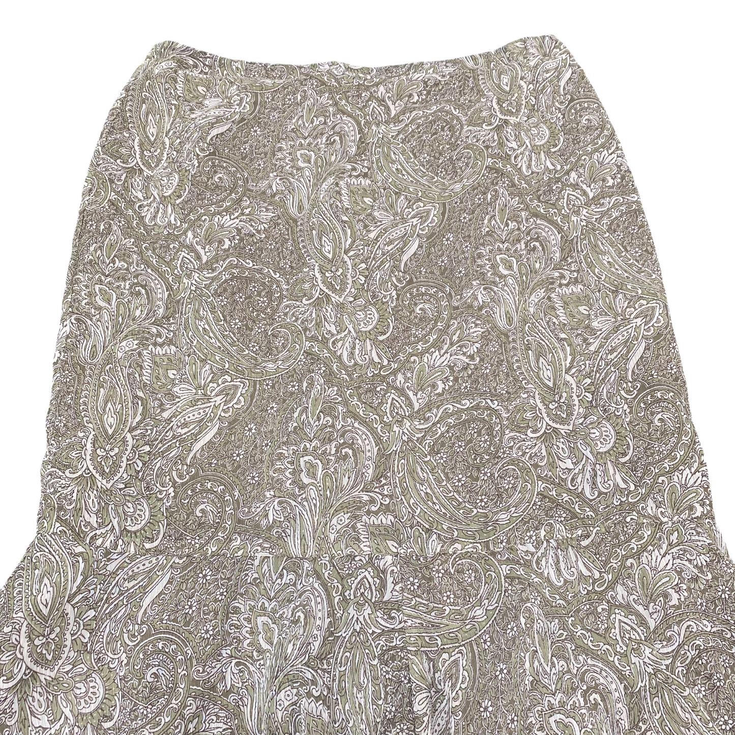 Mayerline Skirt Womens L Green Paisley Flared Hem Regular Fit Casual Pull On