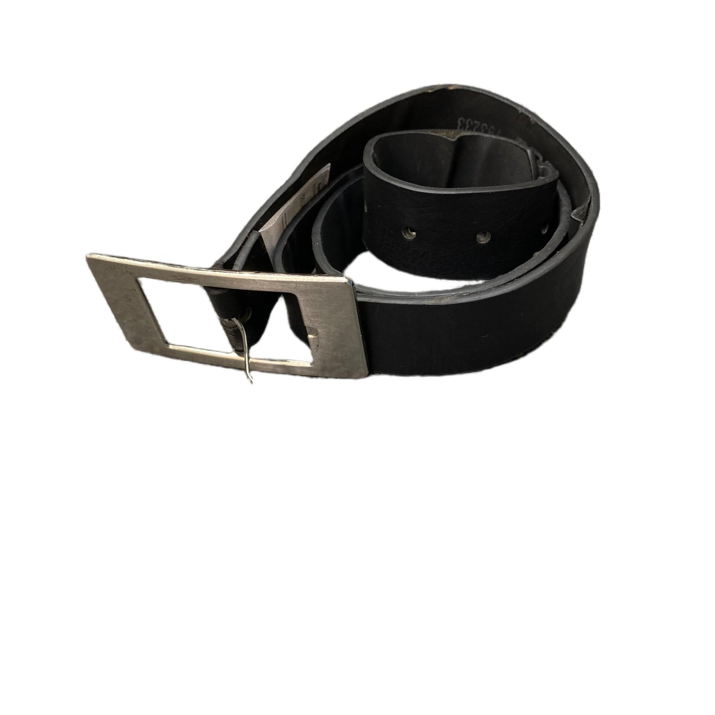 BDC Waist Belt Mens Black Leather Adjustable Rectangular Buckle 36.5 Inches