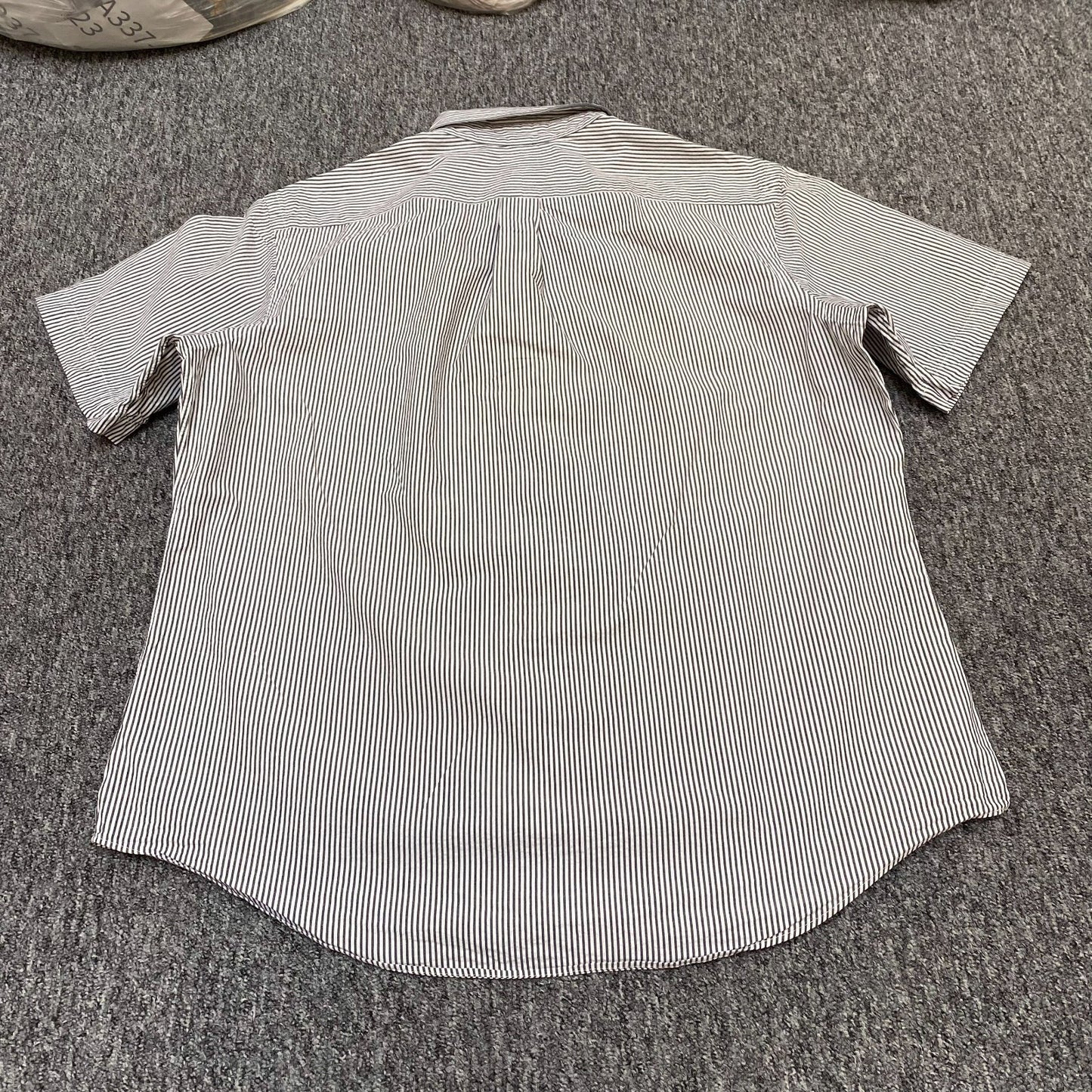 Ralph Lauren Shirt Mens XL White Black Striped Custom Fit Short Sleeve Button Up