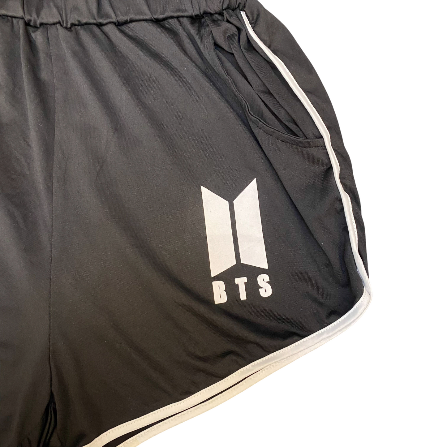 Running Sprinter BTS Shorts Womens M Black Athletic Elastic Waist Dolphin Hem