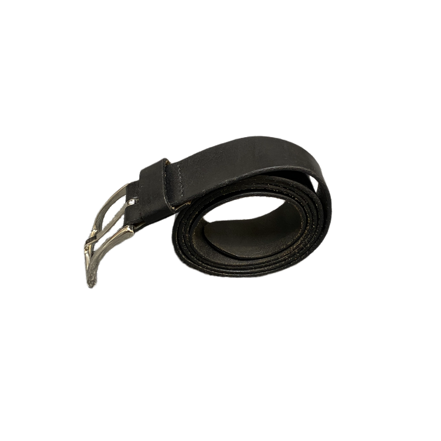 Mens Dress Belt Black Leather Adjustable Stainless Steel Buckle Size 42.5 inches