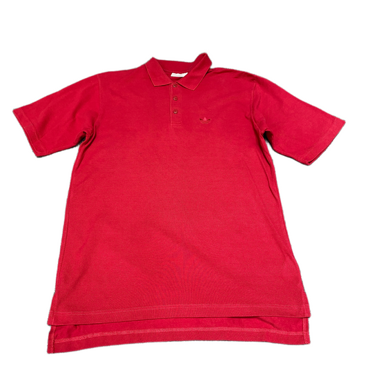 Adidas Originals Polo Shirt Mens Small Red Golf Performance Hi Low Slit Popover