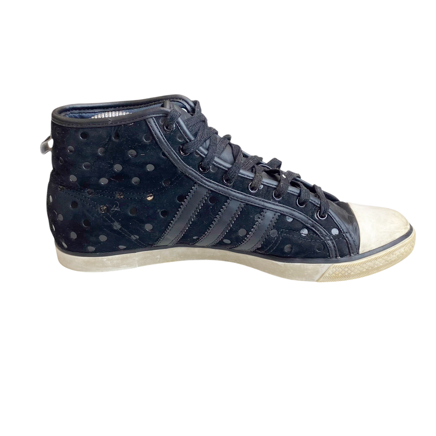 Adidas Sleek Series High-top Sneakers Mens UK 6 Black White Perforated Upper