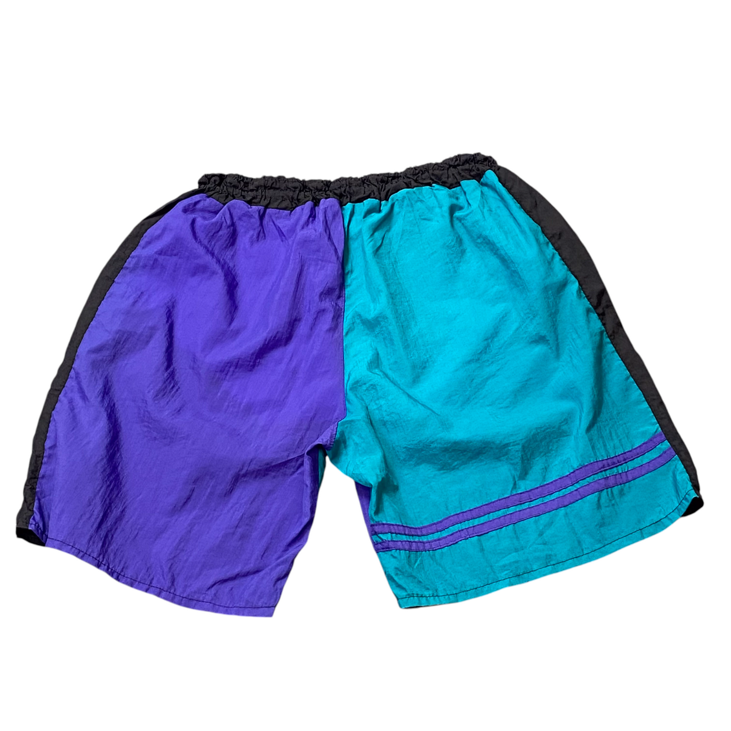 Mens Swim Shorts 27W Green Colorblock Mid Rise Comfort Stretch Elastic Waist