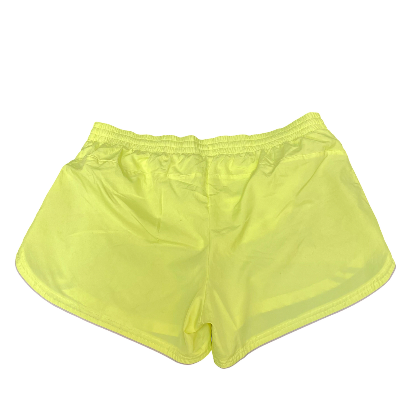 Running Sprinter Shorts Womens Large Yellow 2 Stripes Drawstring Elastic Waist