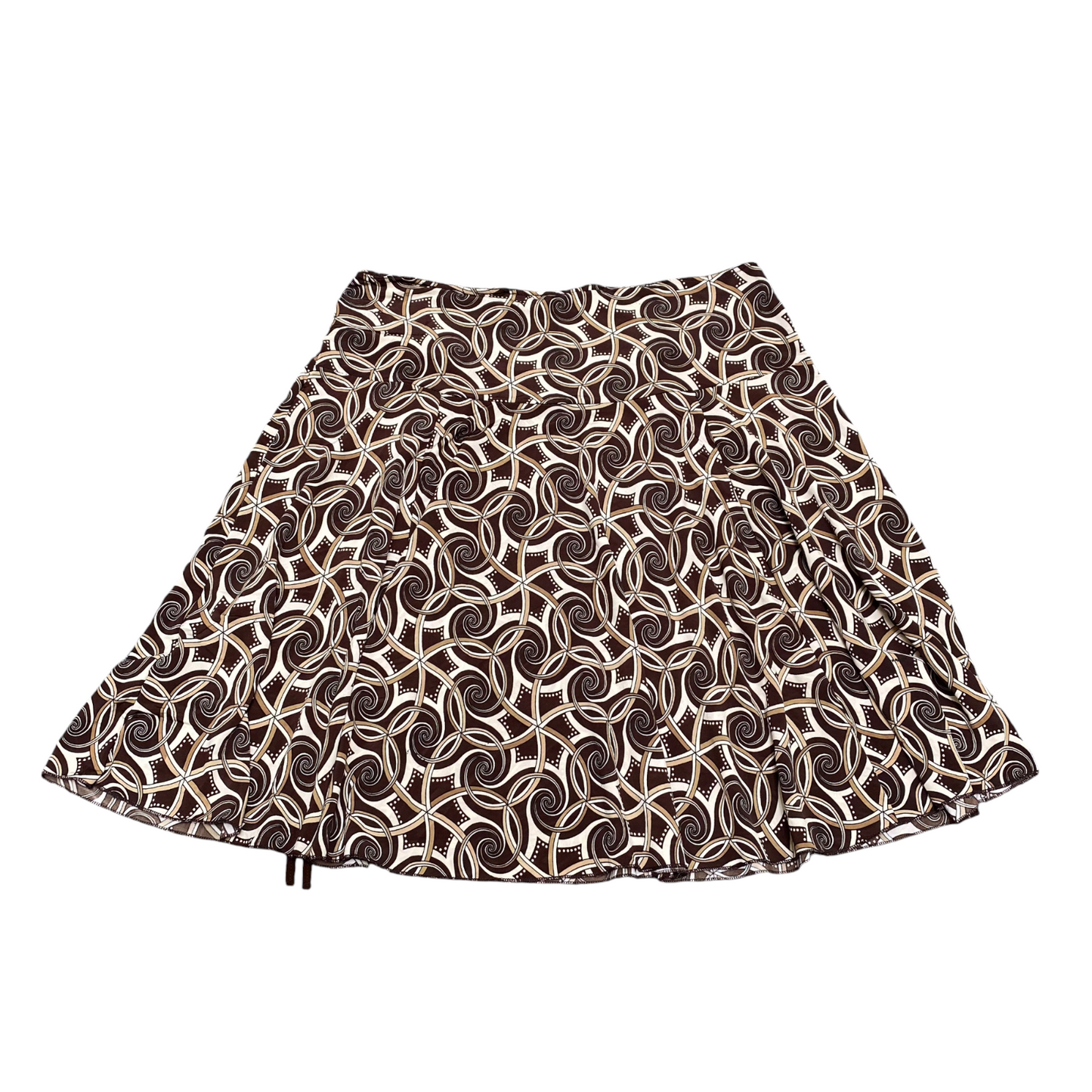 Xanaka A Line Skirt Womens XXL Brown Geometric Print Ruffle Hem Casual Outdoor