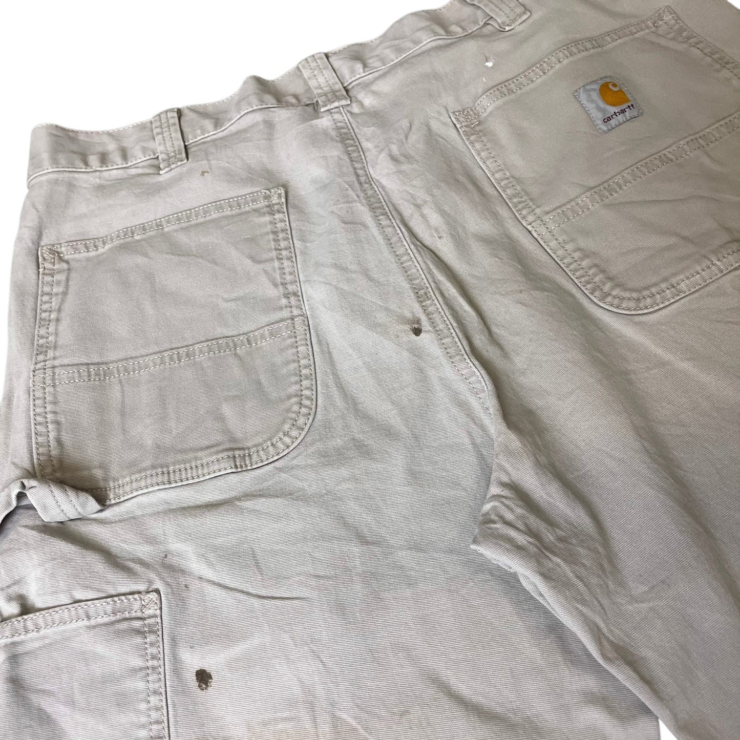 Carhartt Canvas Cargo Work Shorts Fits as Mens XL 36" Waist Beige Relaxed Fit