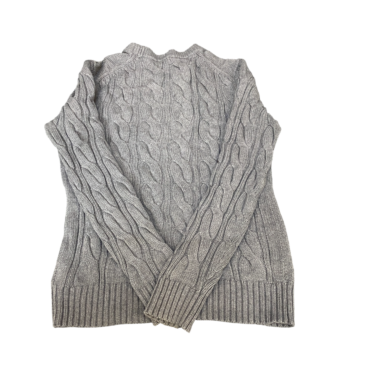 Gap Pullover Jumper Womens XS Grey Cable Knit Slim Fit Long Sleeve Crew Neck
