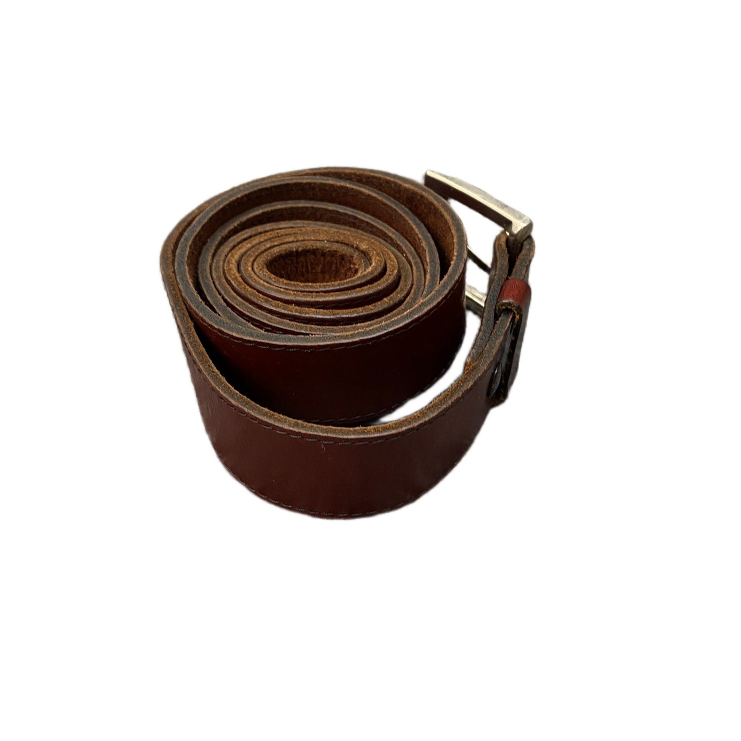 Waist Belt Mens Brown Leather Adjustable Gold Tone Pin Buckle 44.5 Inches