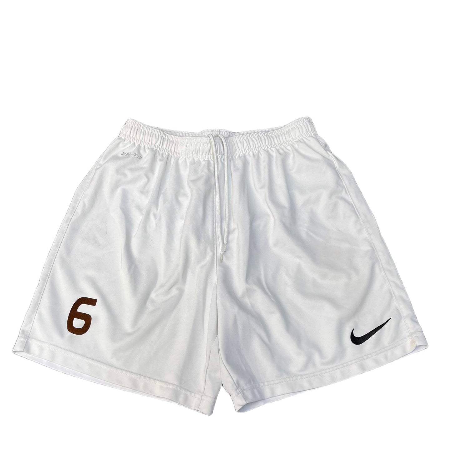 Nike Dri-FIT Football Shorts Mens XS 27" Waist White Swoosh Logo Drawstring