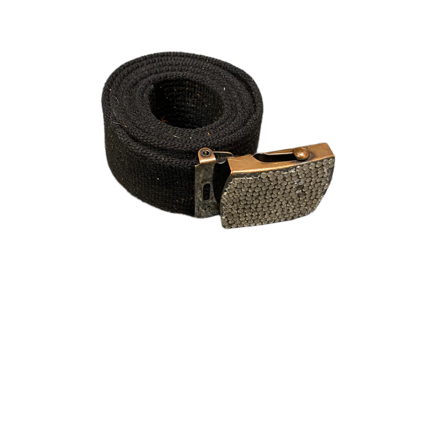 Womens Webbing Belt Black Canvas Rhinestone Casual Flip Top Buckle 46 inches