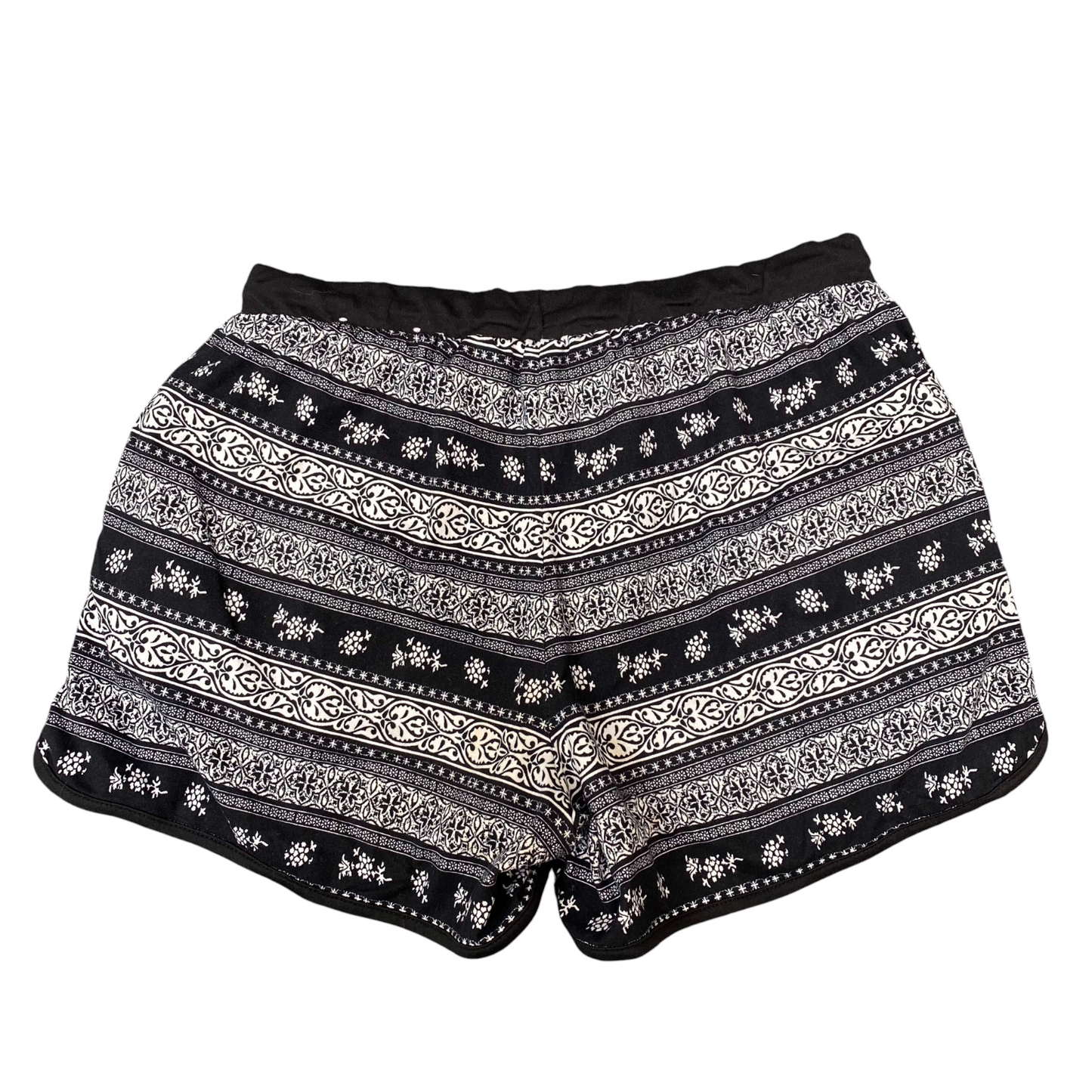 Sprinter Shorts Womens M Black White Floral Athletic Running Stretch Drawstring