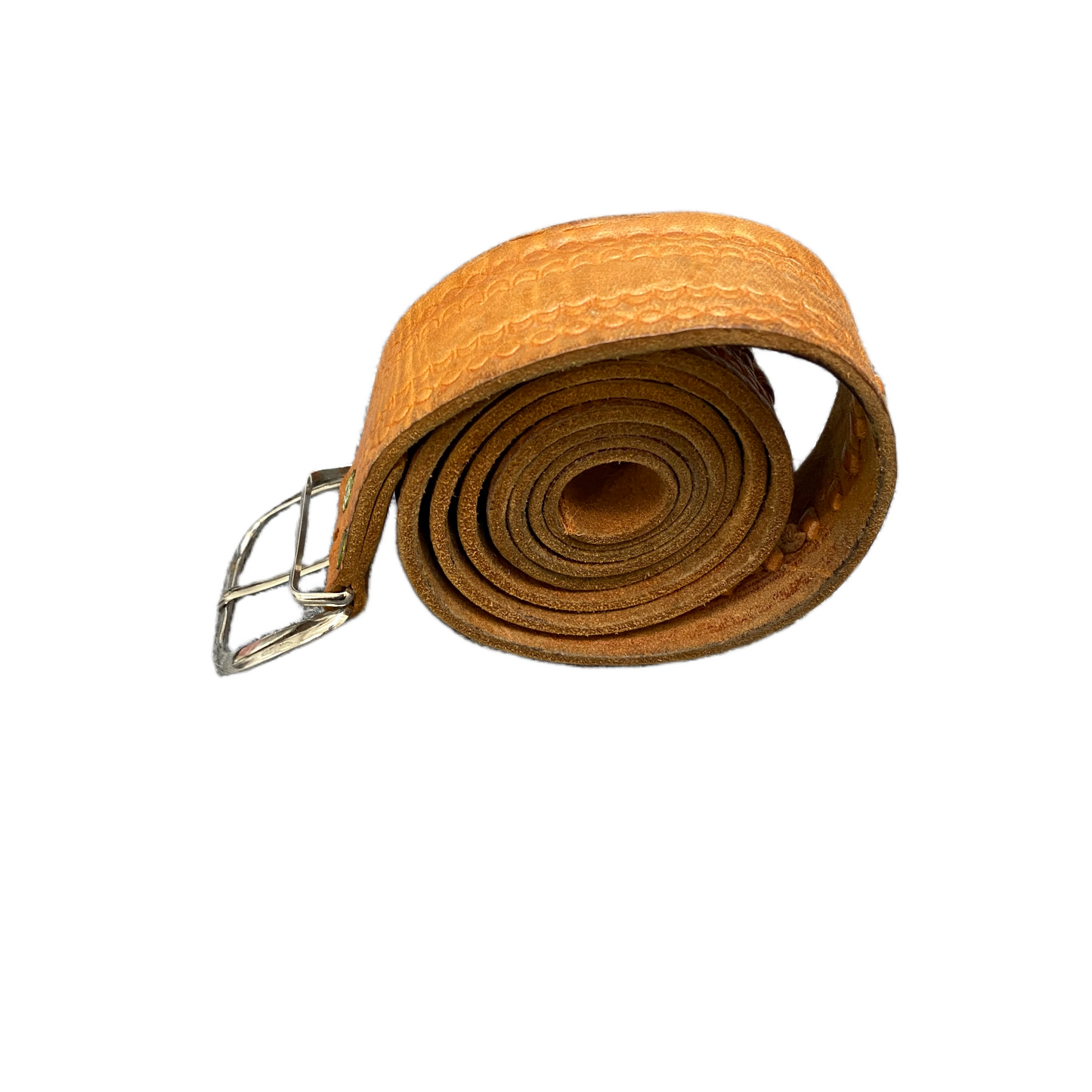 Men's Waist Belt Brown Leather Adjustable Stainless Steel Pin Buckle 47 inches