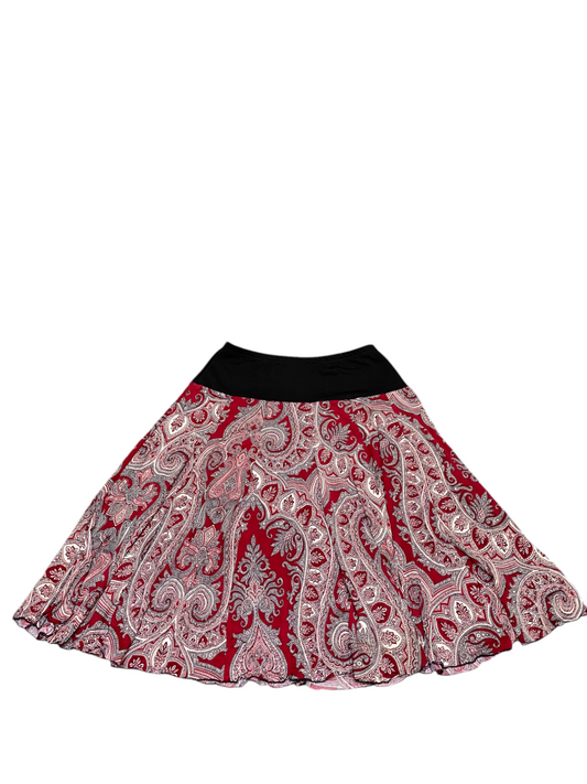 Grace Mini A Line Skirt Womens L Red Black Paisley Print Lined High Waisted