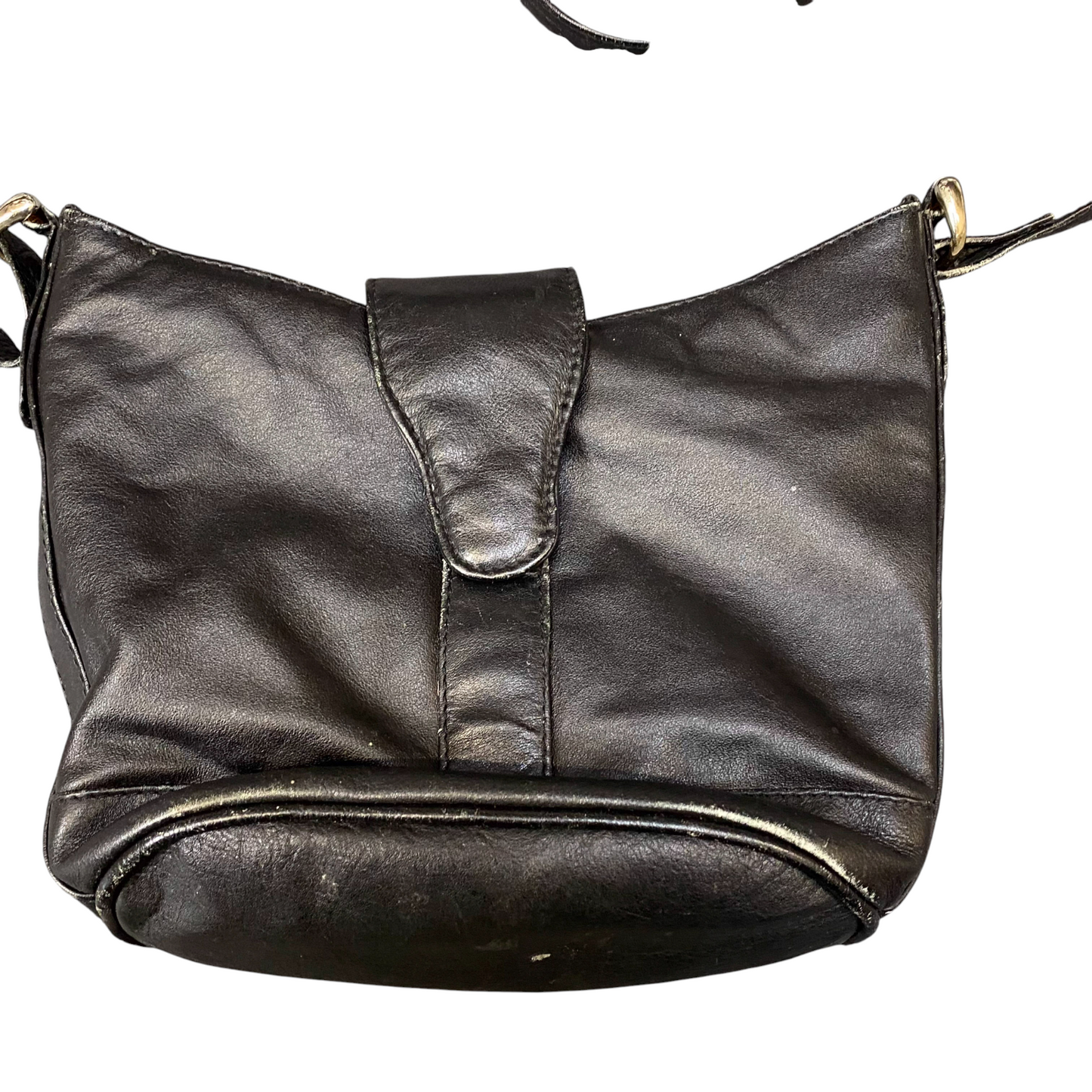 Womens Tote Bag Black Leather Crossbody Strap Zip Pockets Magnetic Flap Closure