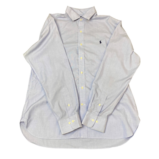 Polo Ralph Lauren Formal Shirt Mens XL Blue Slim Fit Easy Care Pony Button Down