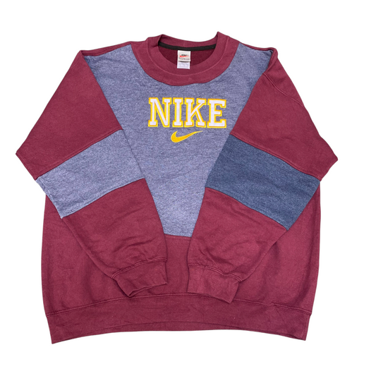 Nike Reworked Sweatshirt Mens XL Red Blue Embroidered Spellout Logo Vintage Y2K
