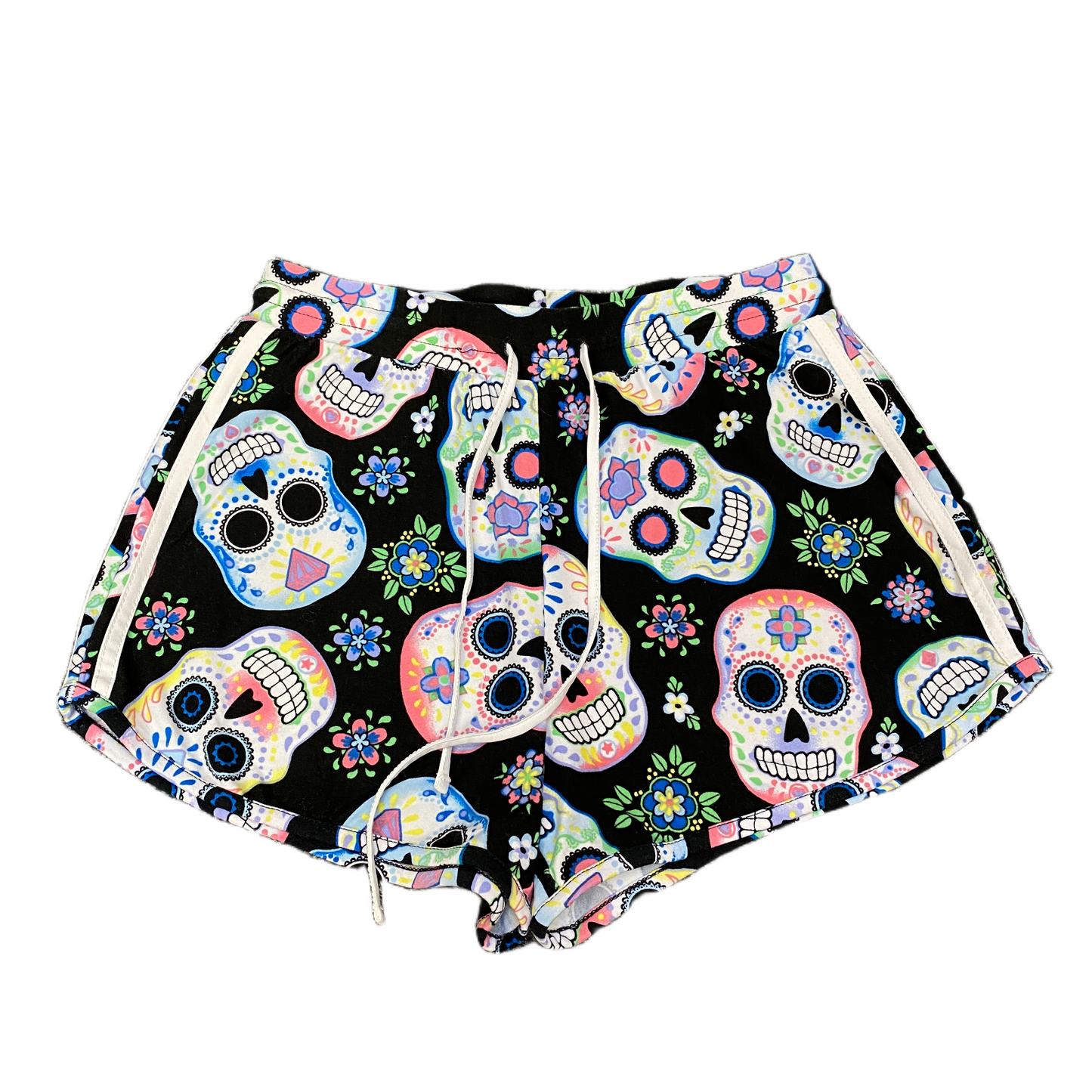Running Sprinter Shorts Womens M 26" Waist Multi Skull Floral Athletic Workout