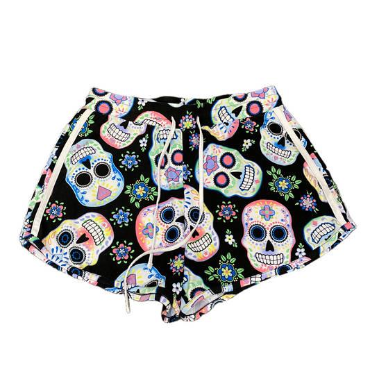 Running Sprinter Shorts Womens M 26" Waist Multi Skull Floral Athletic Workout