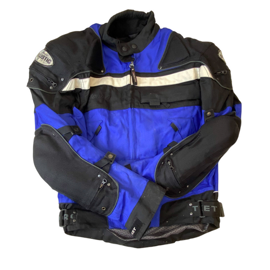 Joe Rocket Ballistic Series Blinded Motorcycle Jacket Mens S Black Blue Zip Up