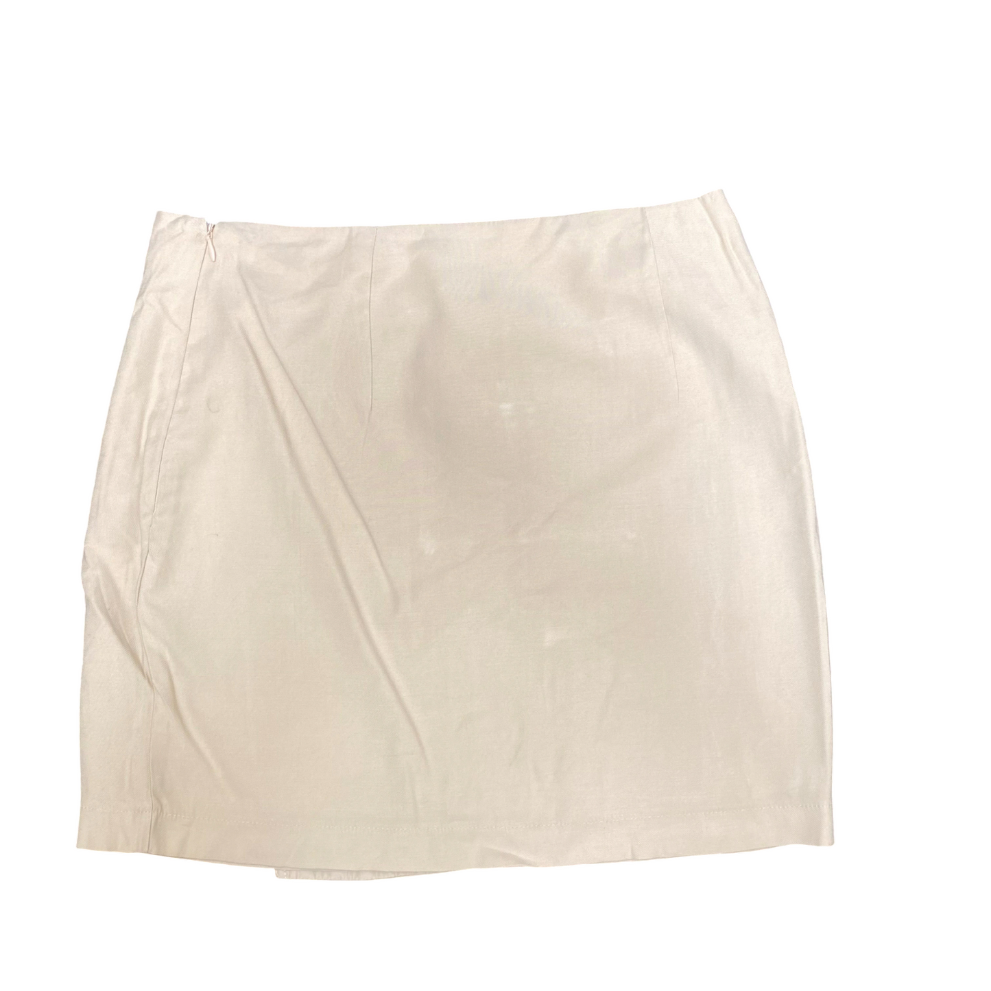 Blissy Blue Pencil Skirt Womens M Cream Solid Flat Front Pocket One Button
