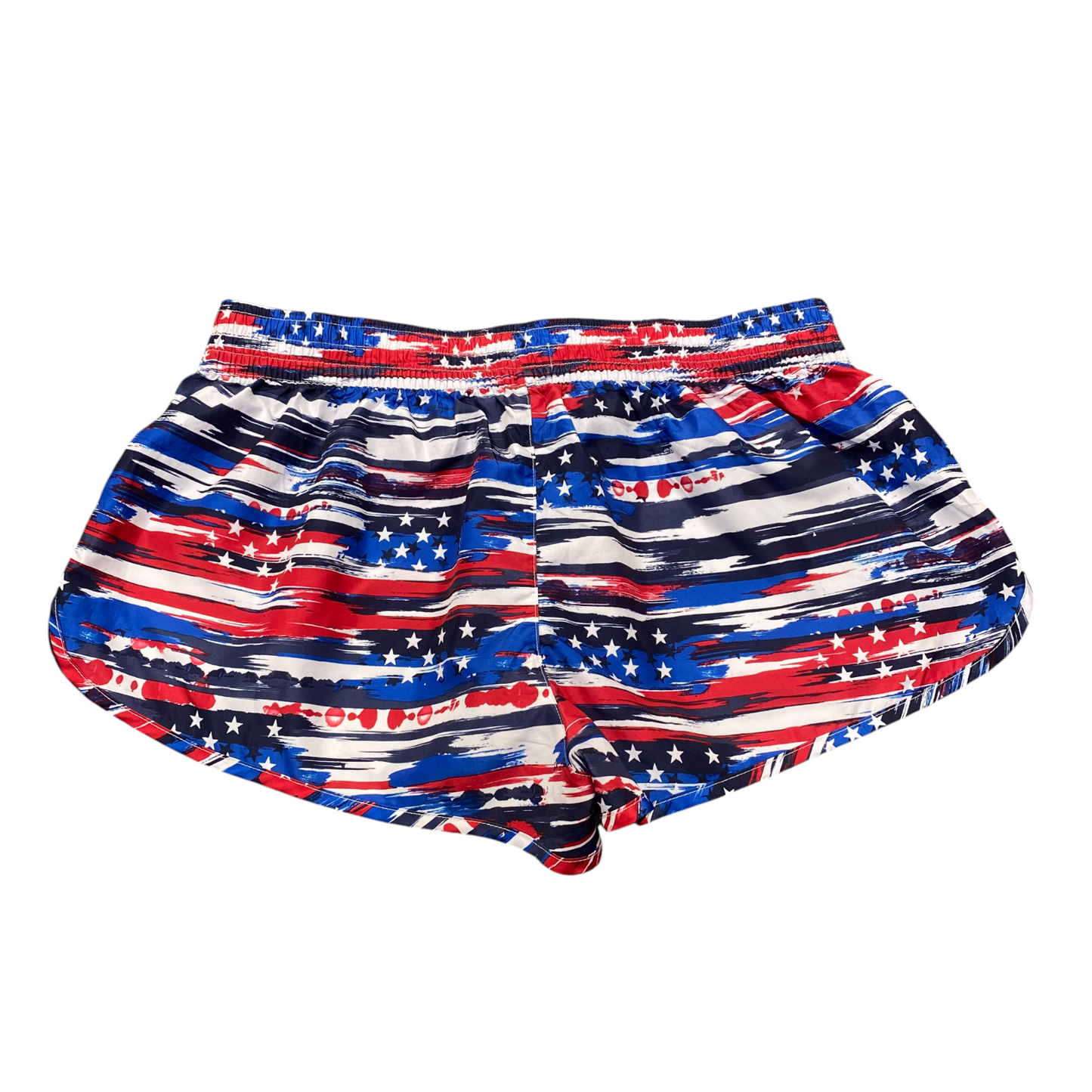 Swimwear Shorts Womens XL Multicoloured Flag Pattern Elastic Waist Drawstring