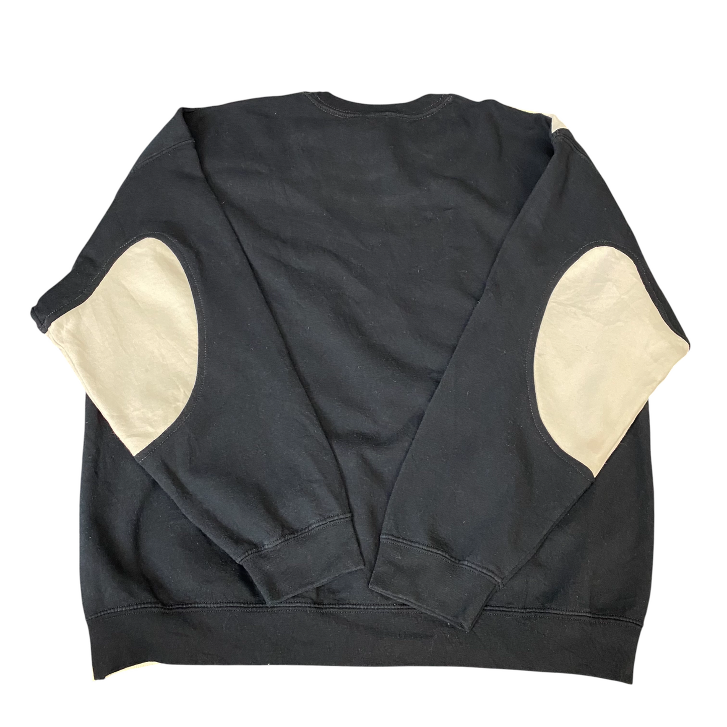 Nike Reworked Sweatshirt Mens XL Cream Black Embroidered Spellout Logo Vtg Y2K