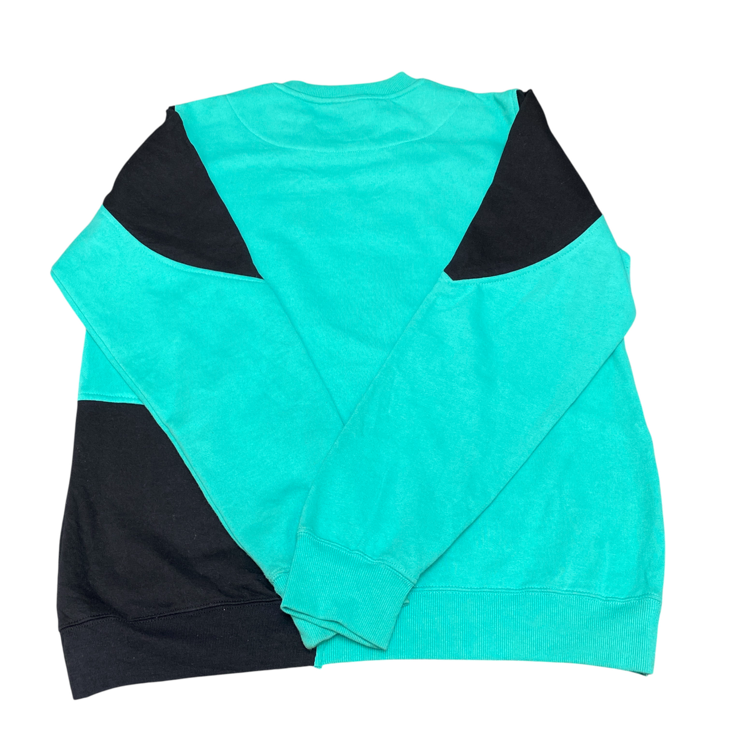 Nike Reworked Sweatshirt Men XL Aqua Black Embroidered Spellout Logo Vintage Y2K