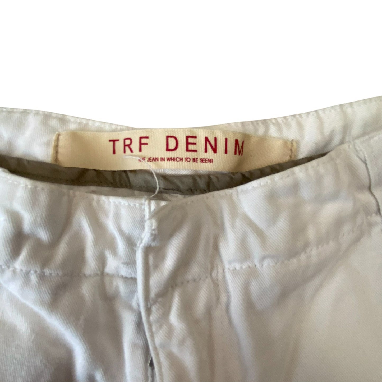 TRF Denim Pants Womens Medium W28 L30 White Wide Leg Flat Front Slash Pockets