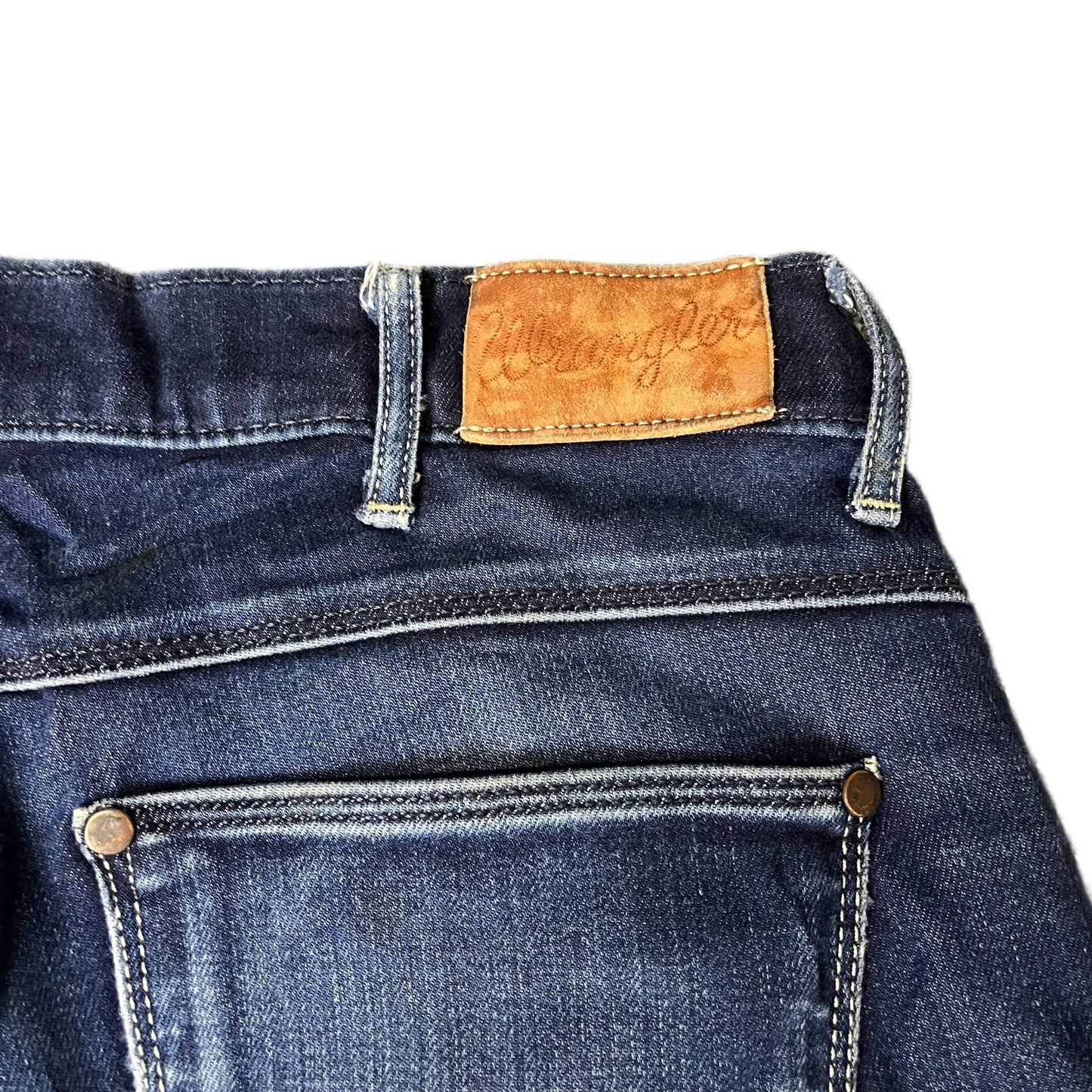 Wrangler Larston Denim Shorts Fits as Mens M 31" Waist Blue Dark Wash 5-Pocket