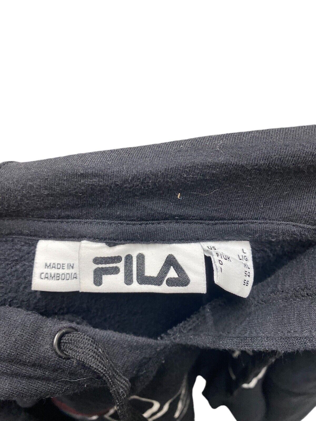 Fila Hoodie Men's Large Black Logo Long Sleeve Hoodie