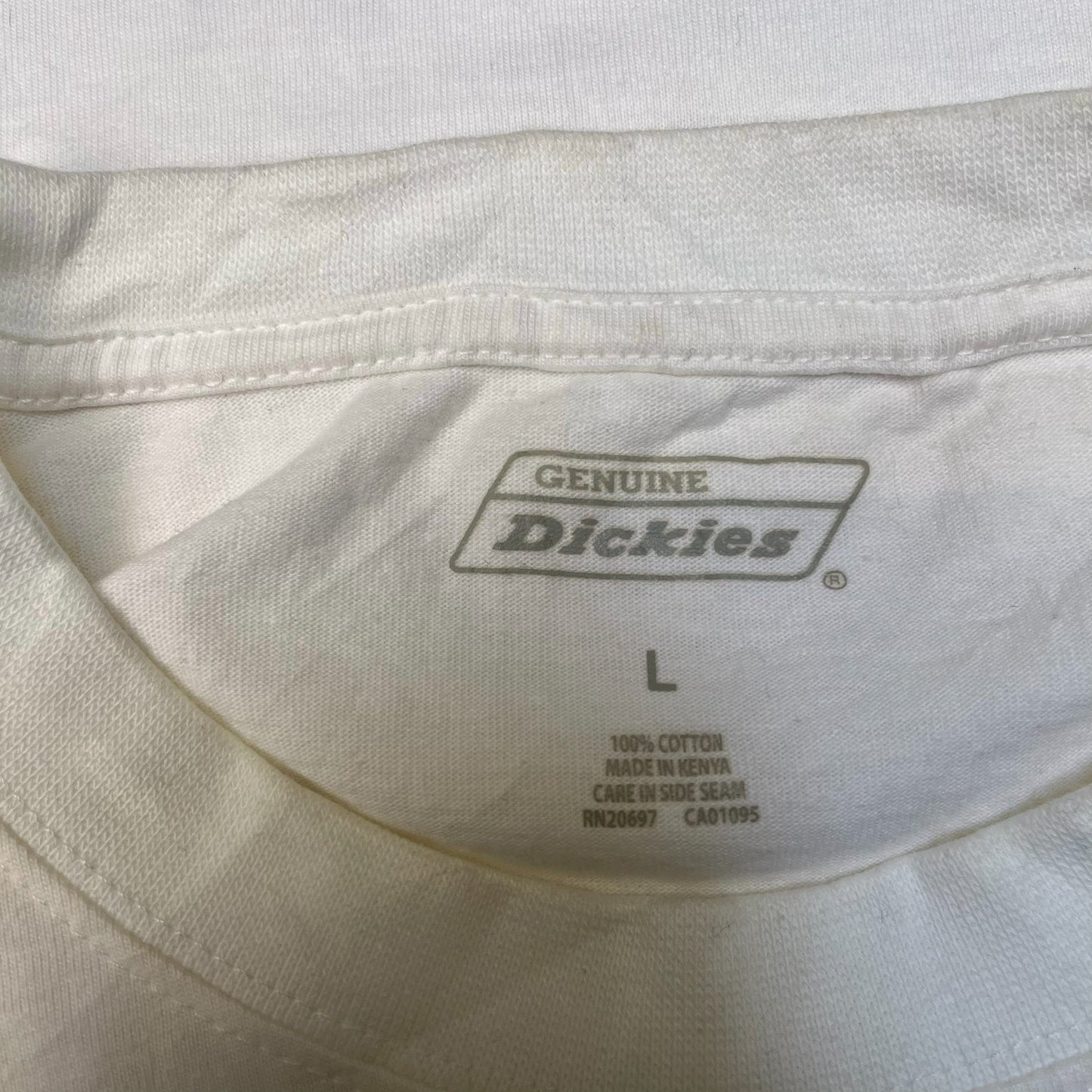 Genuine Dickies Pocket T-Shirt Mens Large White Short Sleeve Crewneck Summer Tee