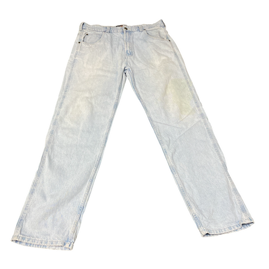 Dickies Jeans Mens Large Blue Denim Light Wash Carpenter Flat Front Straight Leg