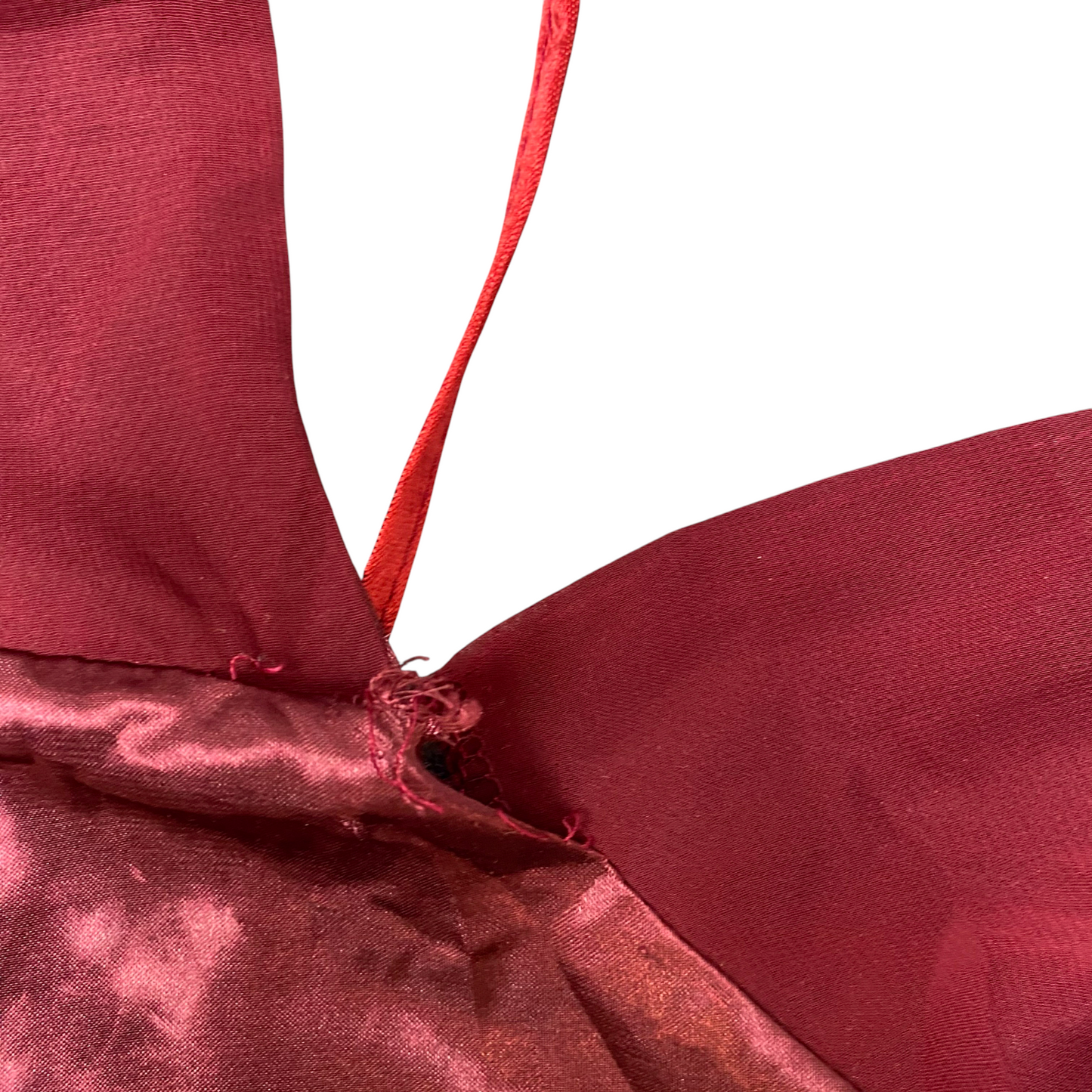 Camisole Top Womens S Red Satin Adjustable Strap Backless V-Neck Pullover