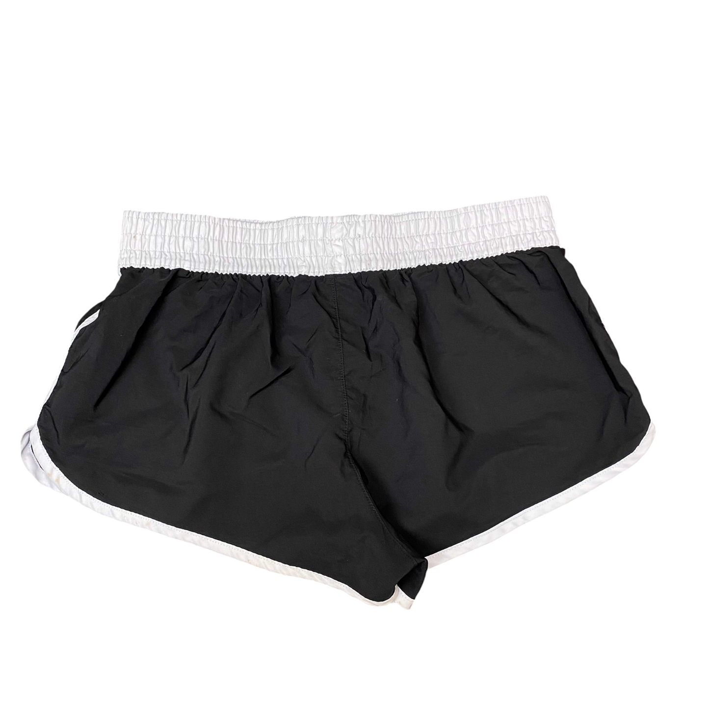 Sprinter Shorts Womens M Black White Running Training Elastic Waist Drawstring